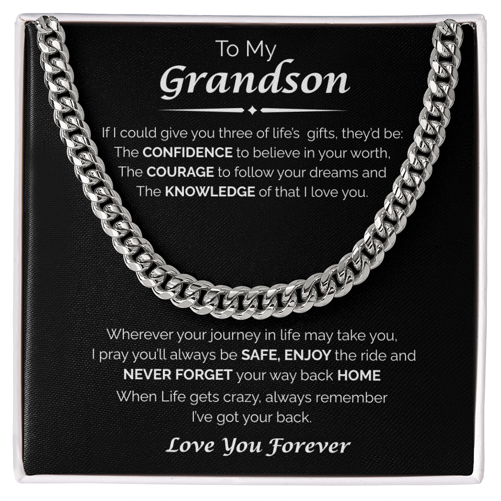 To My Grandson — I've Got Your Back, Cuban Chain Necklace