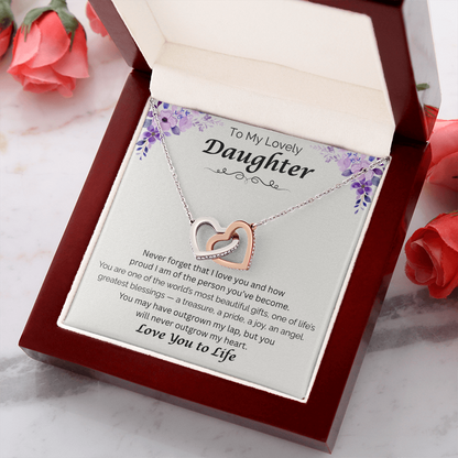 To My Lovely Daughter  — My Greatest Blessing, Interlocking Love Necklace