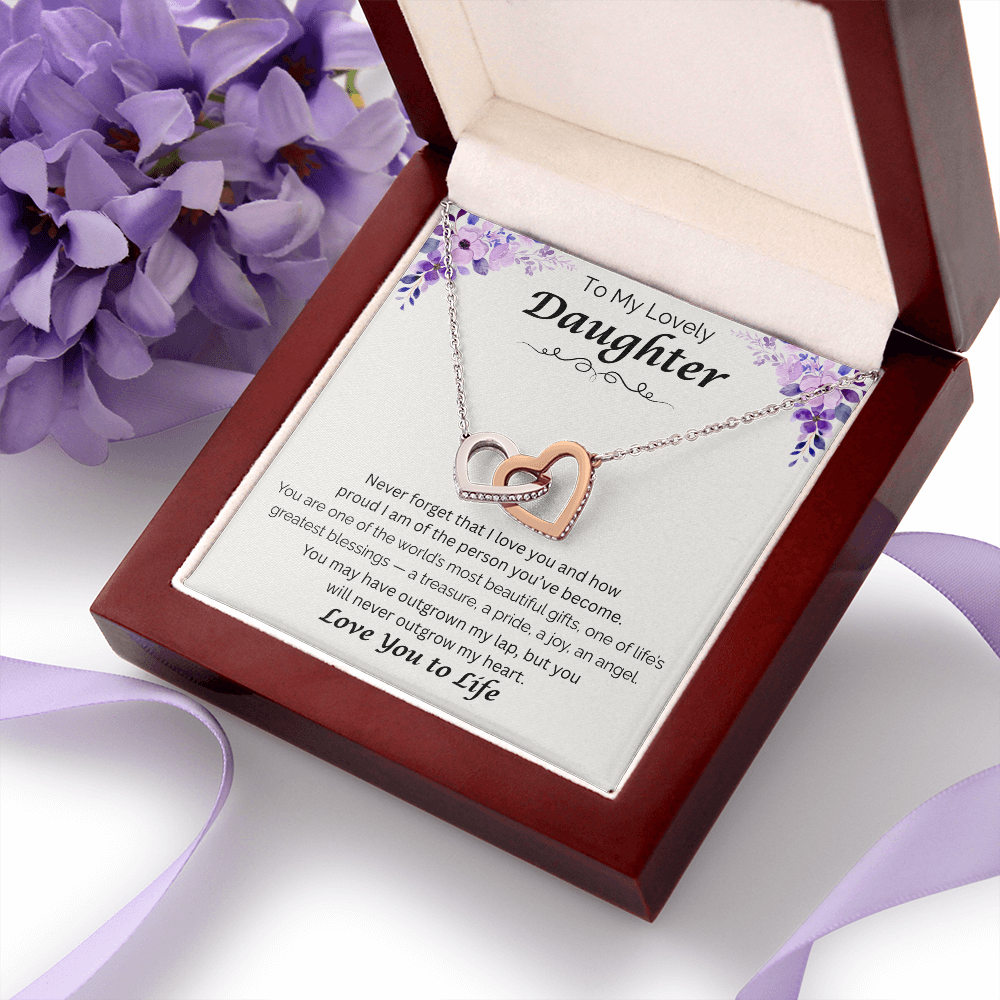 To My Lovely Daughter  — My Greatest Blessing, Interlocking Love Necklace