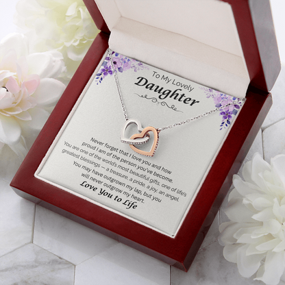 To My Lovely Daughter  — My Greatest Blessing, Interlocking Love Necklace