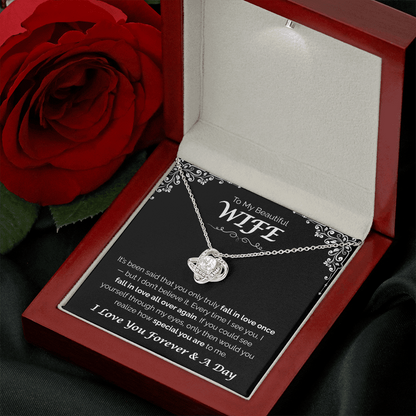 To My Beautiful Wife — Love You All Over Again, Love Knot Necklace