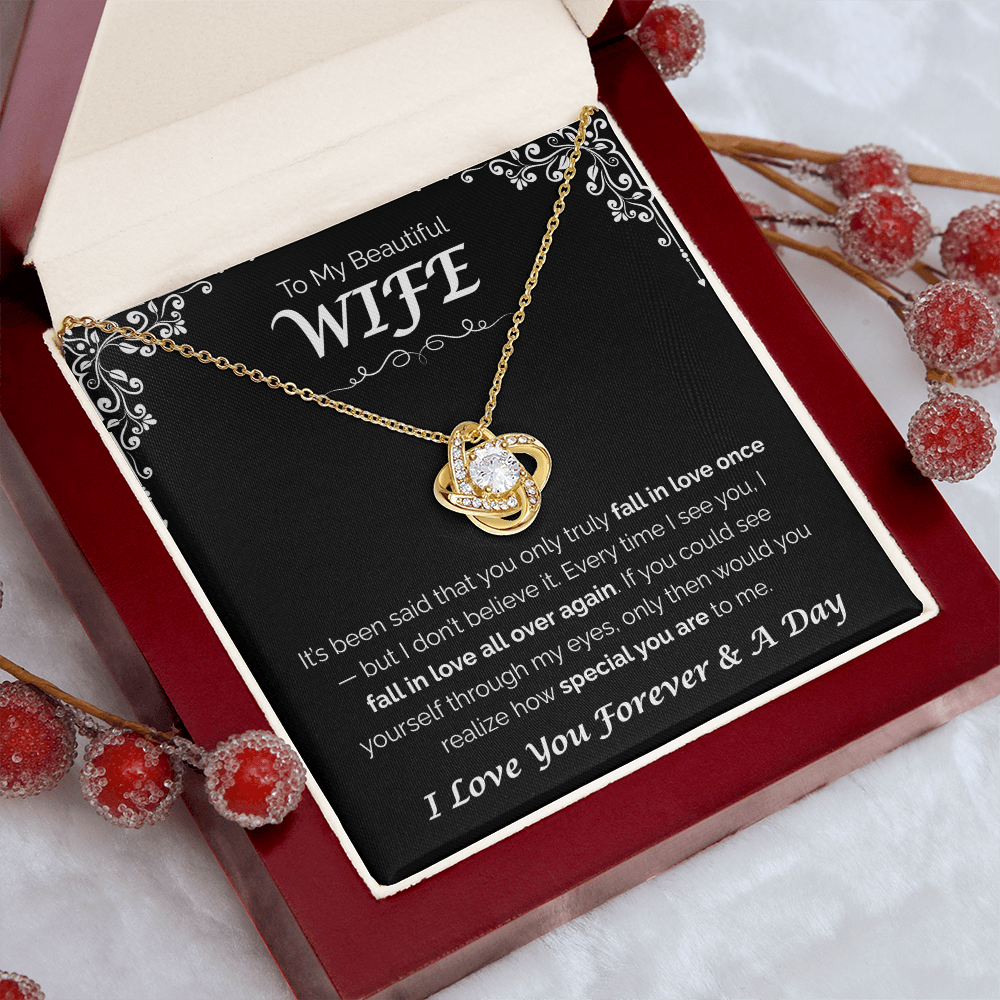 To My Beautiful Wife — Love You All Over Again, Love Knot Necklace