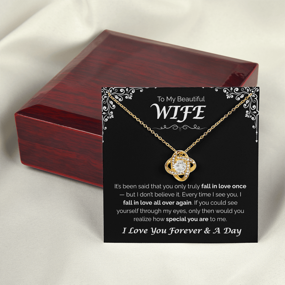To My Beautiful Wife — Love You All Over Again, Love Knot Necklace