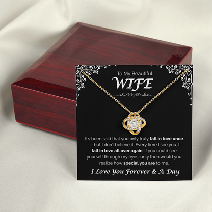 To My Beautiful Wife — Love You All Over Again, Love Knot Necklace