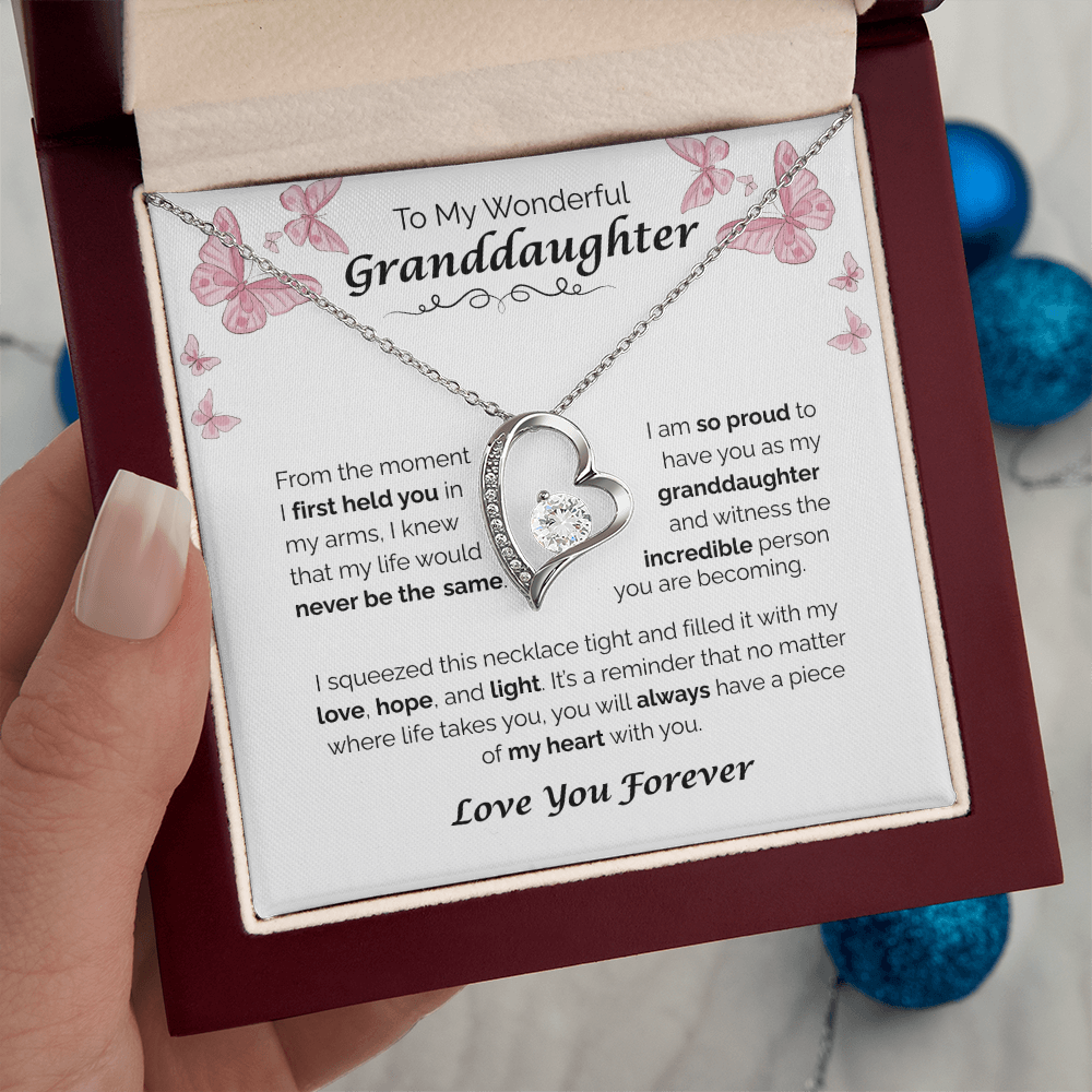 To My Wonderful Granddaughter — A Piece of My Heart, Forever Love Necklace
