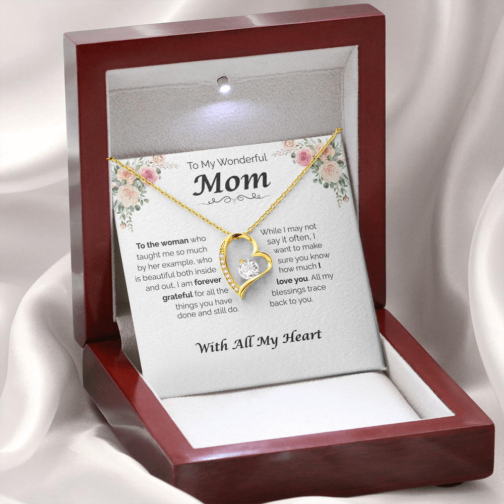 To My Wonderful Mom — All My Blessing Trace Back to You, Forever Love Necklace