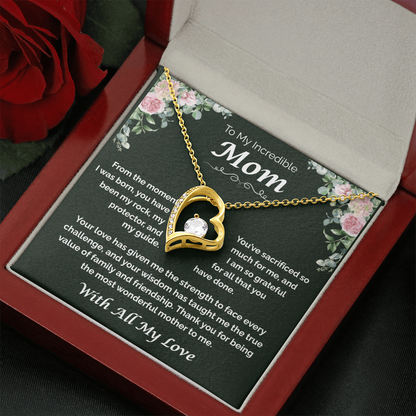 To My Incredible Mom — The Heart That Raised Me, Forever Love Necklace