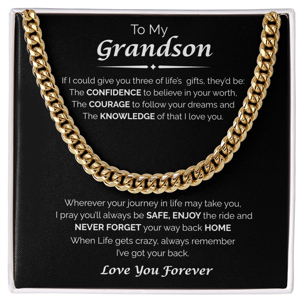 To My Grandson — I've Got Your Back, Cuban Chain Necklace