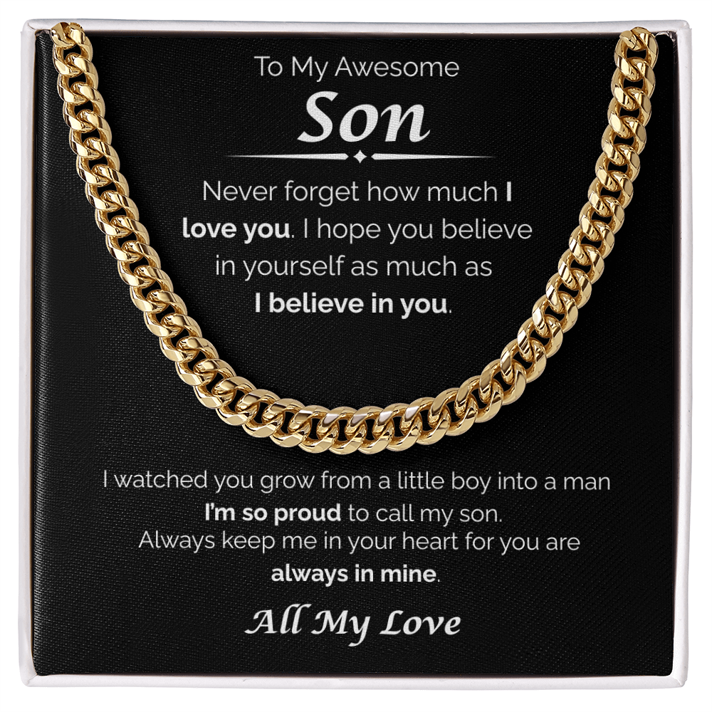 To My Awesome Son — So Proud of You, Cuban Link Chain