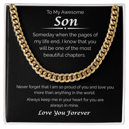 To My Awesome Son — Always in My Heart, Cuban Link Chain