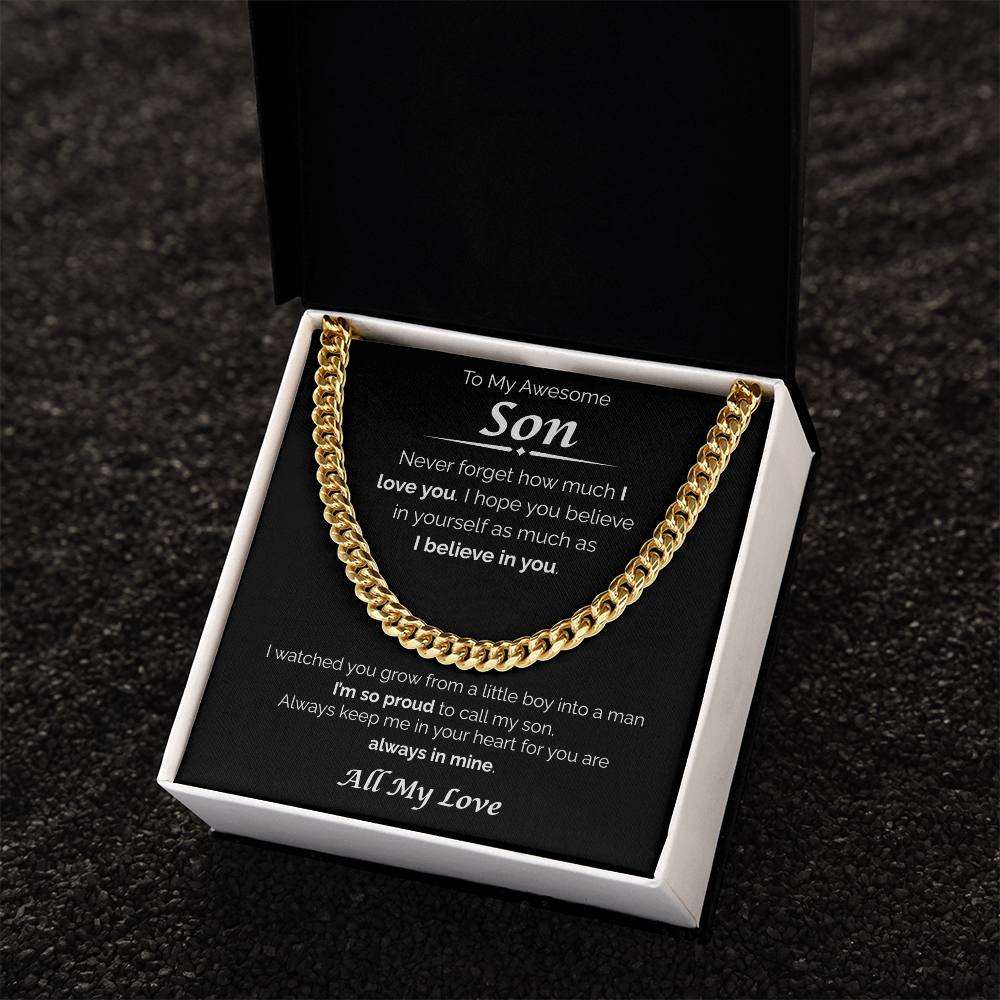 To My Awesome Son — So Proud of You, Cuban Link Chain