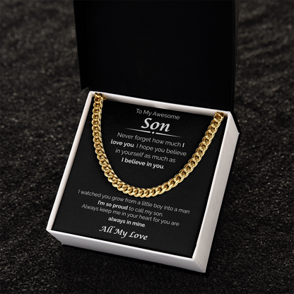 To My Awesome Son — So Proud of You, Cuban Link Chain
