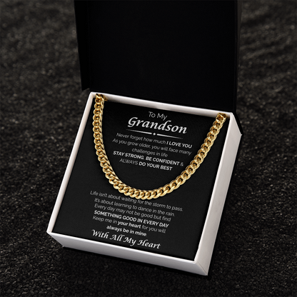 To My Grandson — You'll Always Be in My Heart, Cuban Chain Necklace