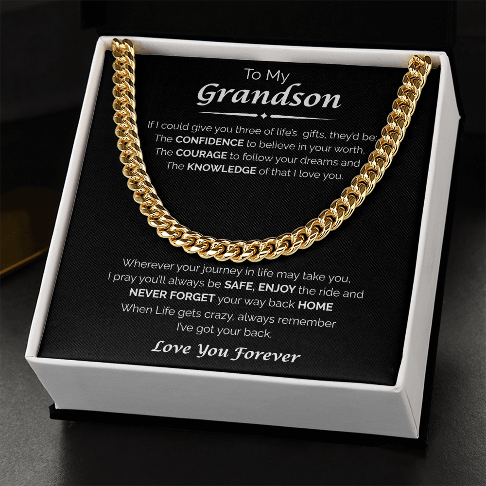 To My Grandson — I've Got Your Back, Cuban Chain Necklace
