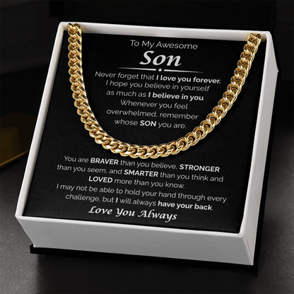 To My Awesome Son — I Believe in You, Cuban Link Chain