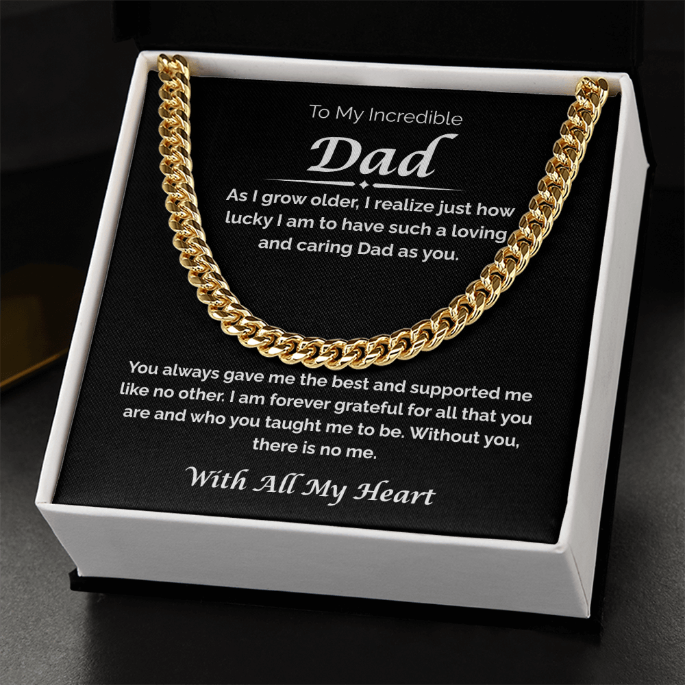 To My Incredible Dad — So Lucky You're My Dad, Cuban Link Chain