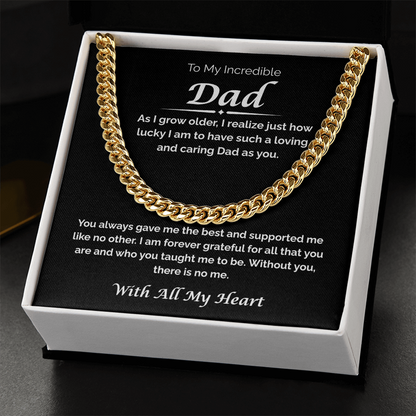 To My Incredible Dad — So Lucky You're My Dad, Cuban Link Chain