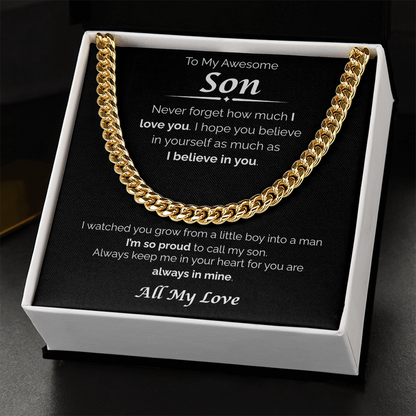 To My Awesome Son — So Proud of You, Cuban Link Chain