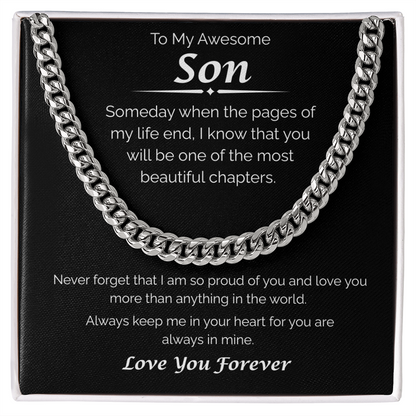 To My Awesome Son — Always in My Heart, Cuban Link Chain