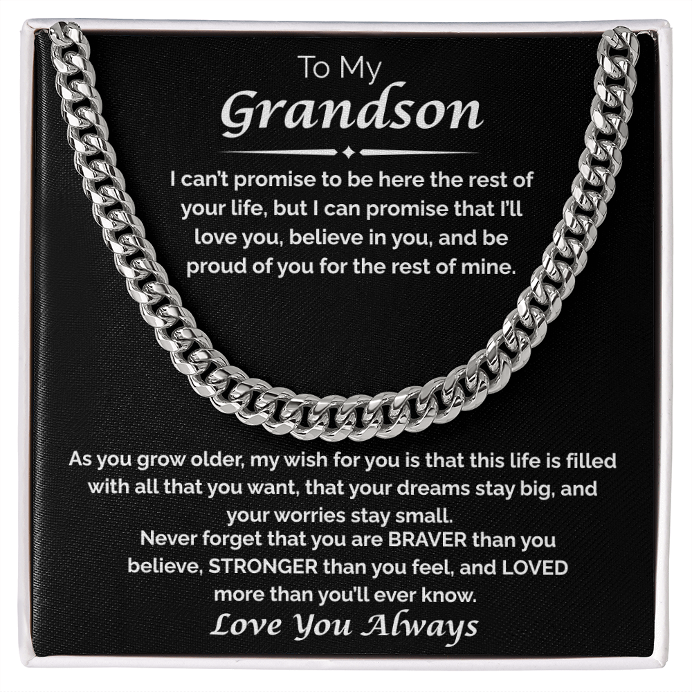 To My Grandson — I Believe in You, Cuban Chain Necklace