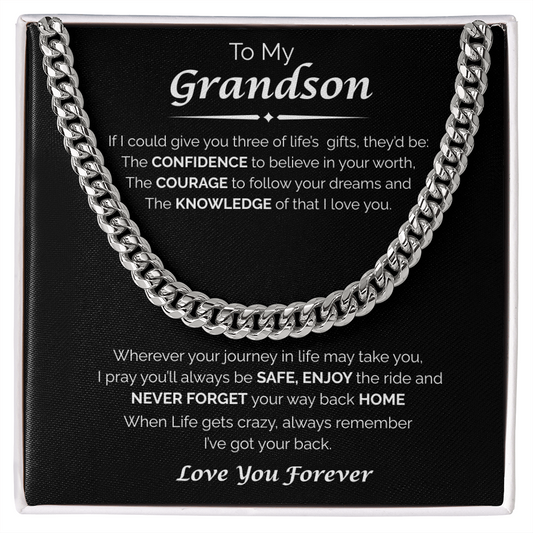 To My Grandson — I've Got Your Back, Cuban Chain Necklace