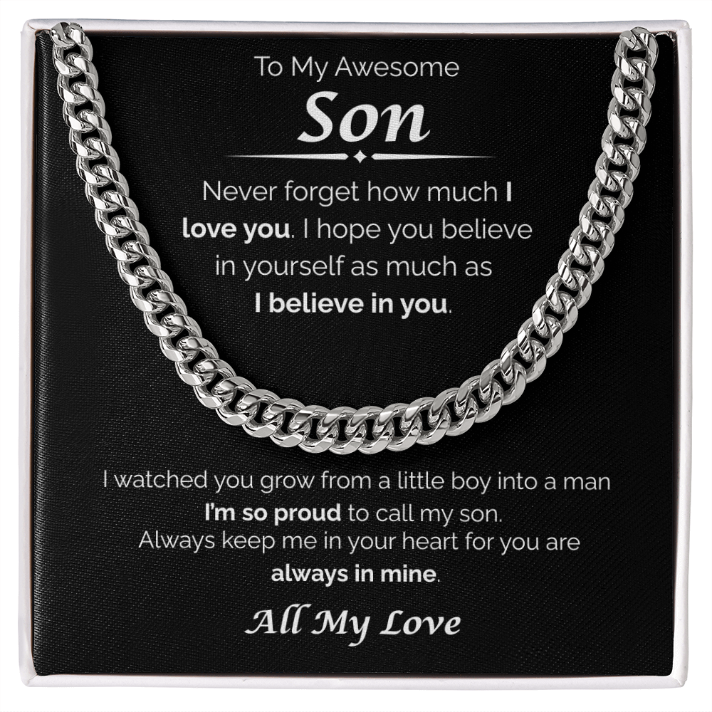 To My Awesome Son — So Proud of You, Cuban Link Chain