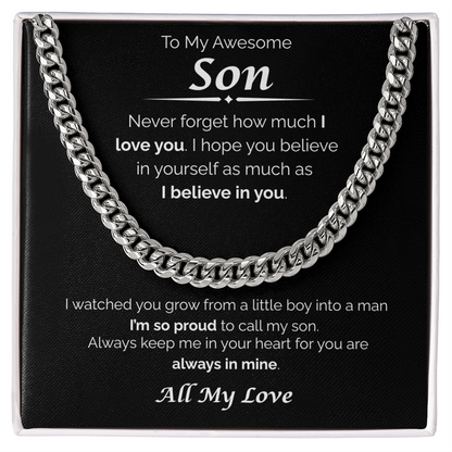 To My Awesome Son — So Proud of You, Cuban Link Chain