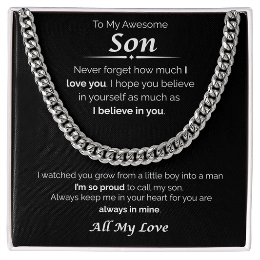 To My Awesome Son — So Proud of You, Cuban Link Chain