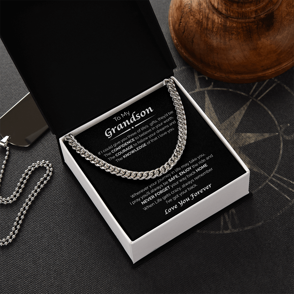 To My Grandson — I've Got Your Back, Cuban Chain Necklace