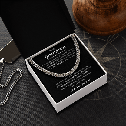 To My Grandson — I've Got Your Back, Cuban Chain Necklace