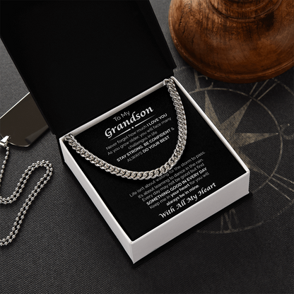 To My Grandson — You'll Always Be in My Heart, Cuban Chain Necklace