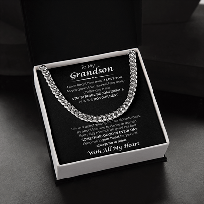 To My Grandson — You'll Always Be in My Heart, Cuban Chain Necklace