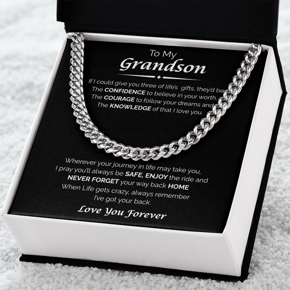 To My Grandson — I've Got Your Back, Cuban Chain Necklace