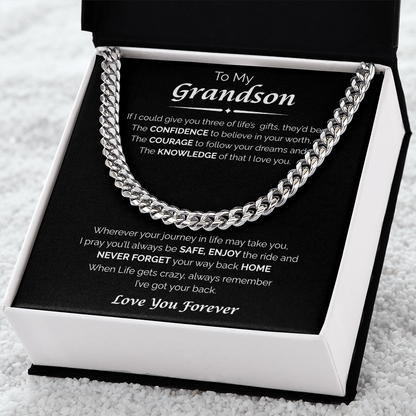 To My Grandson — I've Got Your Back, Cuban Chain Necklace