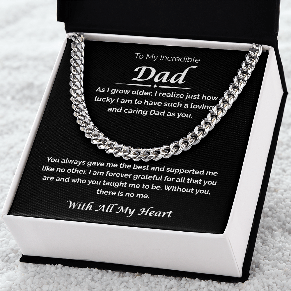To My Incredible Dad — So Lucky You're My Dad, Cuban Link Chain