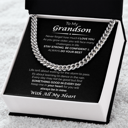 To My Grandson — You'll Always Be in My Heart, Cuban Chain Necklace