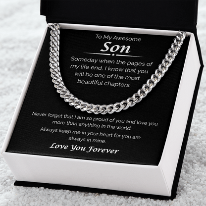 To My Awesome Son — Always in My Heart, Cuban Link Chain