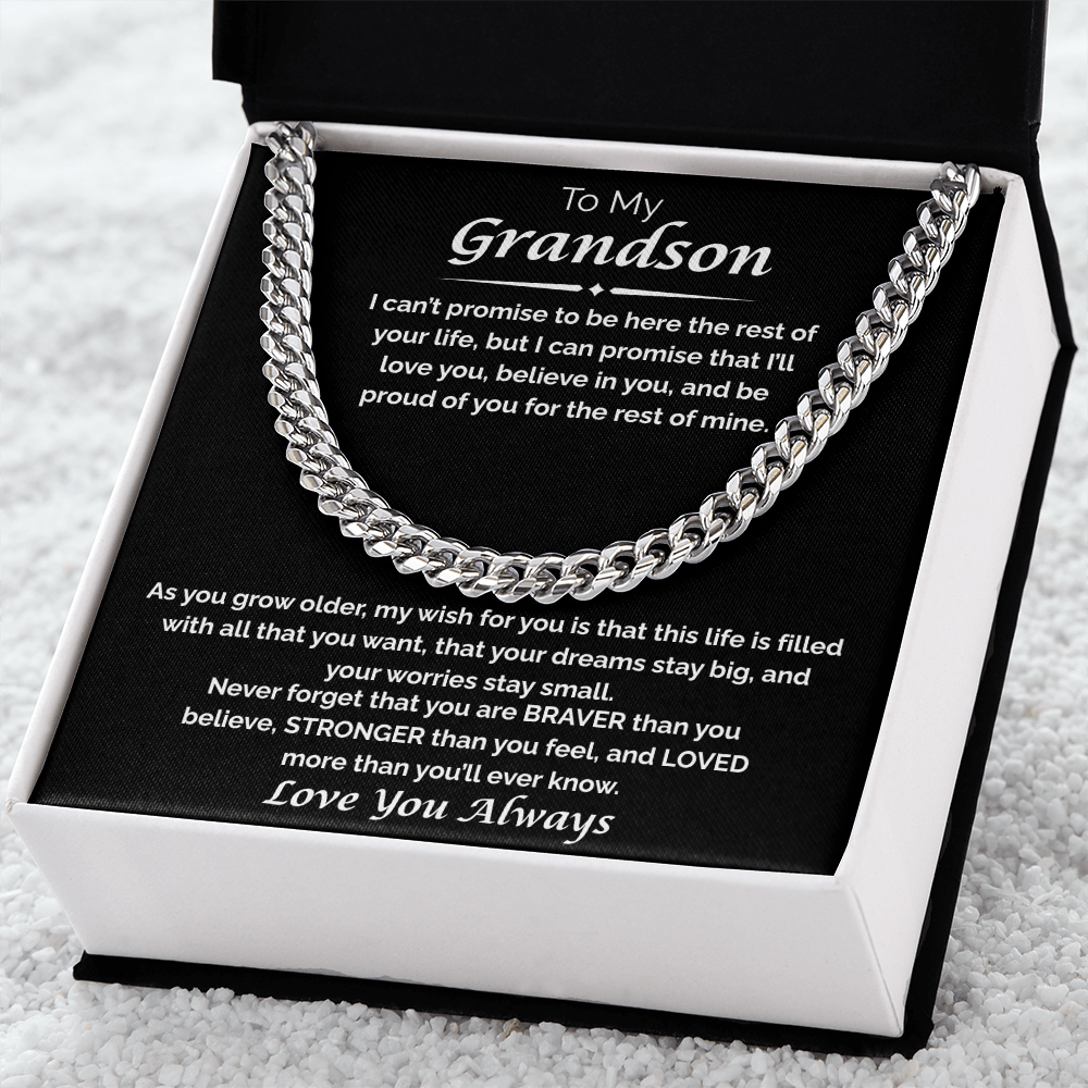 To My Grandson — I Believe in You, Cuban Chain Necklace