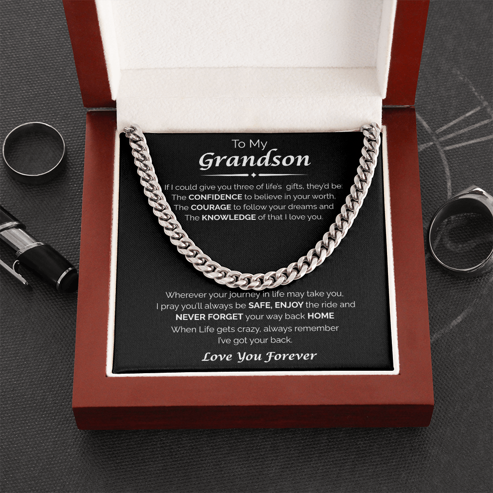 To My Grandson — I've Got Your Back, Cuban Chain Necklace