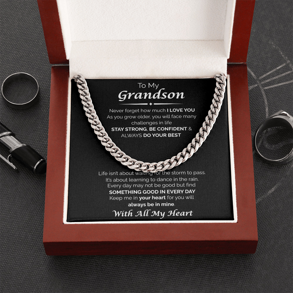 To My Grandson — You'll Always Be in My Heart, Cuban Chain Necklace