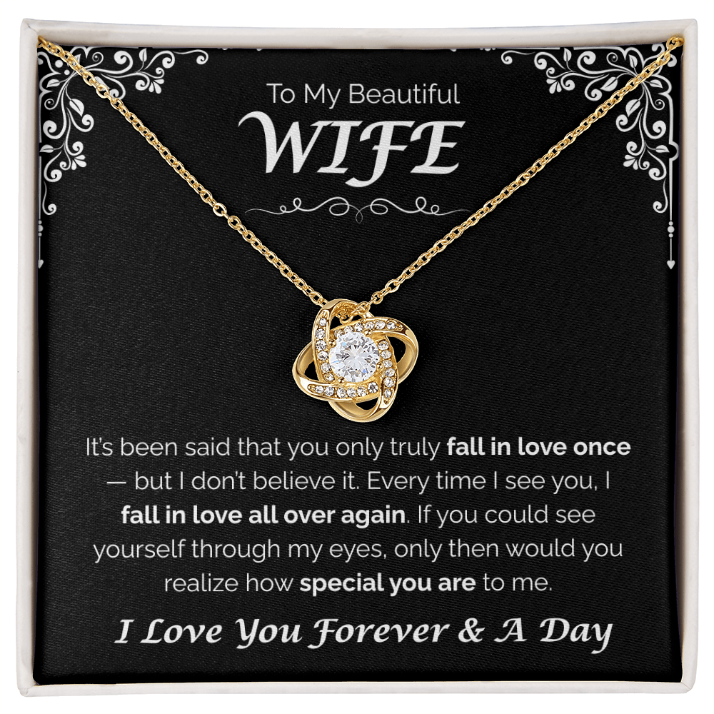 To My Beautiful Wife — Love You All Over Again, Love Knot Necklace