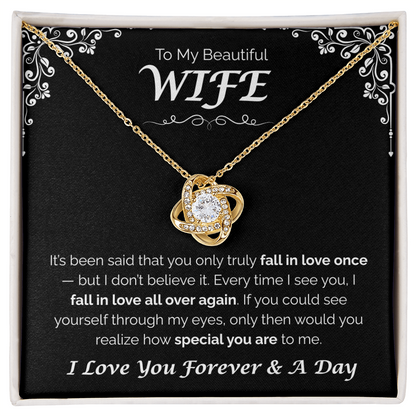To My Beautiful Wife — Love You All Over Again, Love Knot Necklace