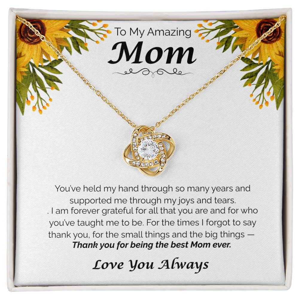 To My Amazing Mom — Thank You for Everything, Love Knot Necklace