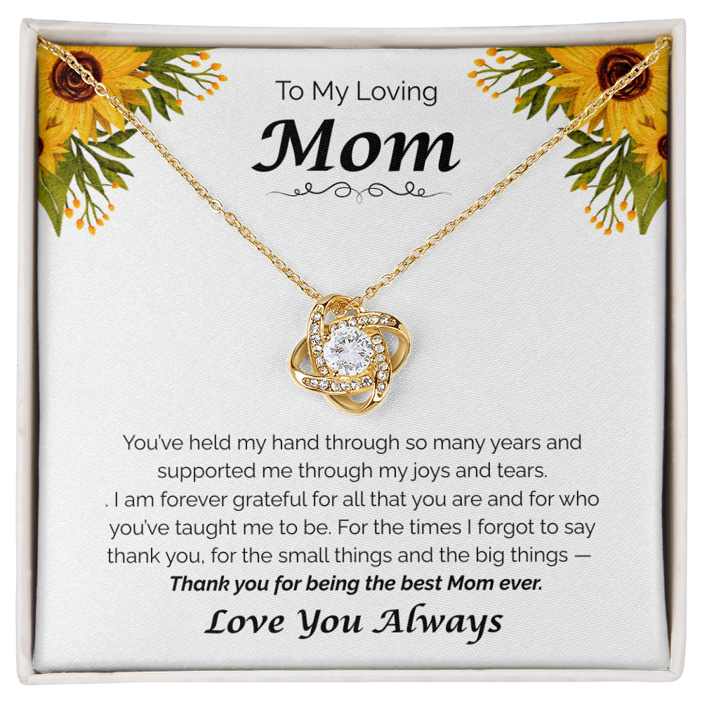 To My Loving Mom — Thank You for Everything, Love Knot Necklace