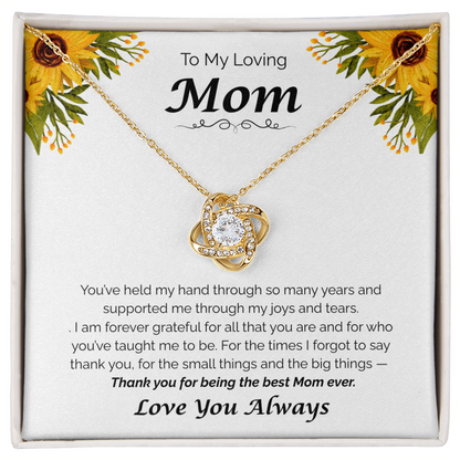 To My Loving Mom — Thank You for Everything, Love Knot Necklace