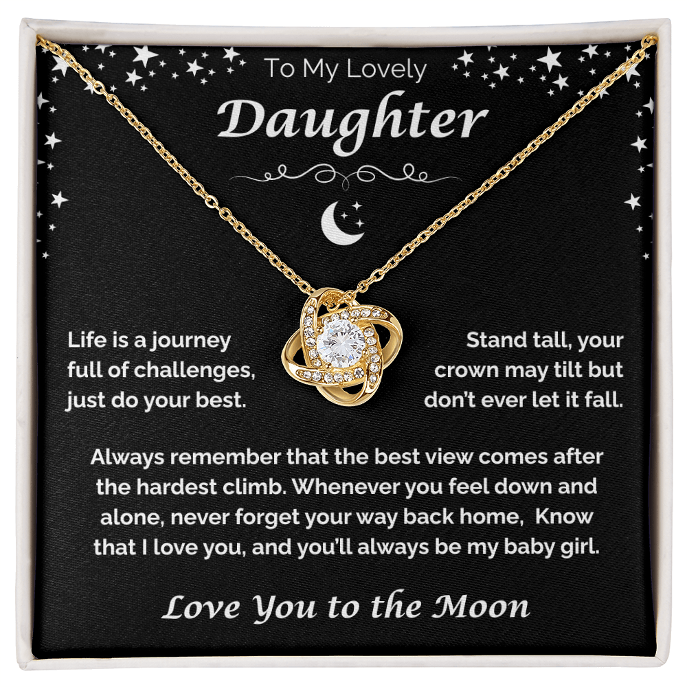 To My Lovely Daughter — You'll Always Be My Baby Girl, Love Knot Necklace