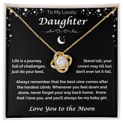 To My Lovely Daughter — You'll Always Be My Baby Girl, Love Knot Necklace