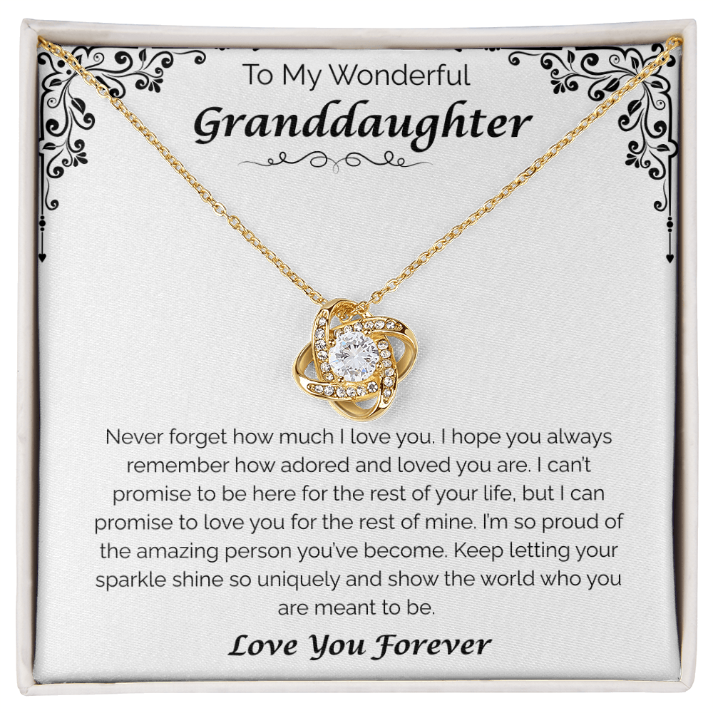 To My Wonderful Granddaughter — For the Rest of My Life, Love Knot Necklace