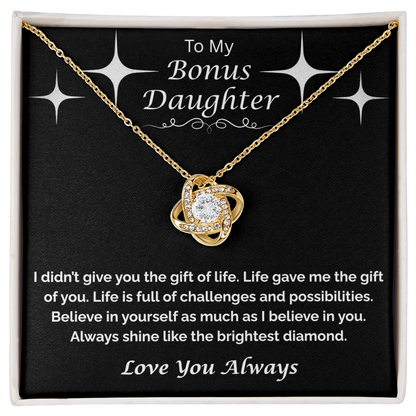 To My Bonus Daughter — Always Shine Bright, Love Knot Necklace