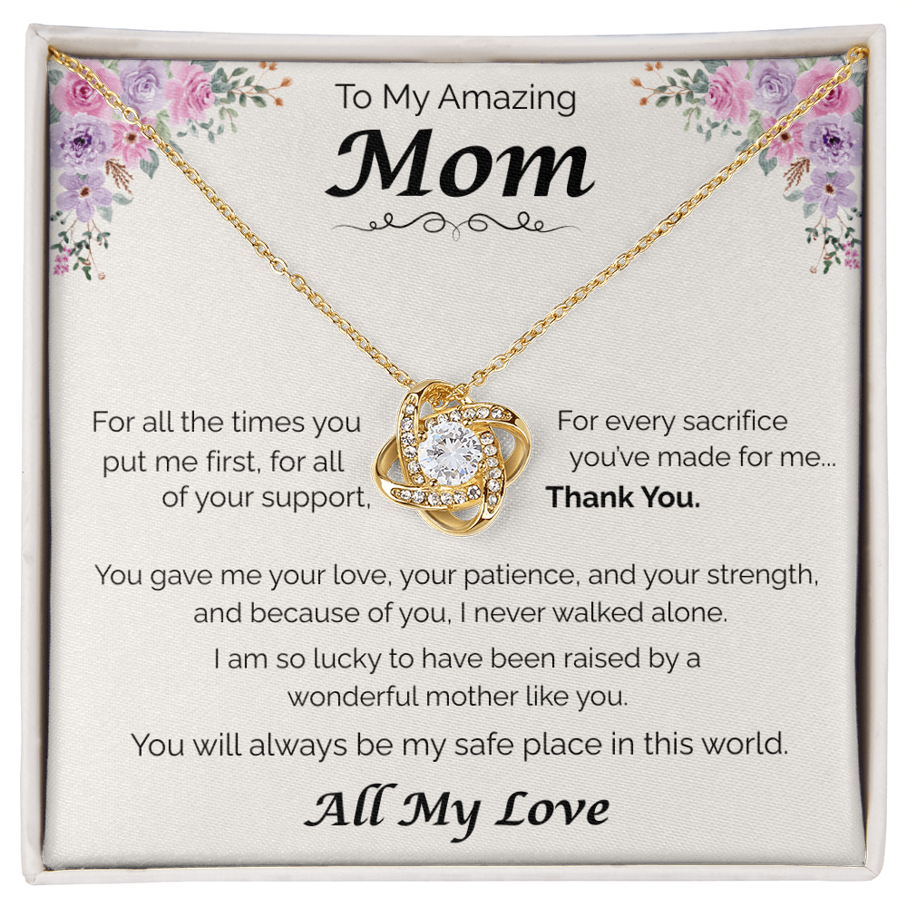To My Amazing Mom — All the Love You've Given, Love Knot Necklace